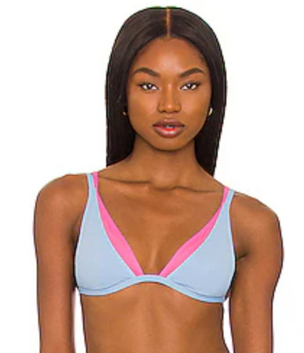 L*Space Finneas Bikini Top Blue Pink Size Medium NWT